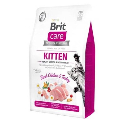 Brit Care Cat Grain Free Kitten Growth and Development сухий корм із куркою й індичкою для кошенят 7 кг 61867 фото