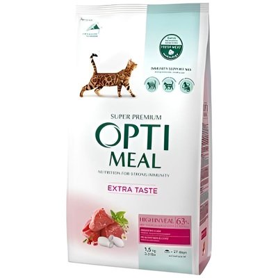 Сухой корм для кошек с высоким содержанием телятины Optimeal 10 кг (телятина) 59116 фото